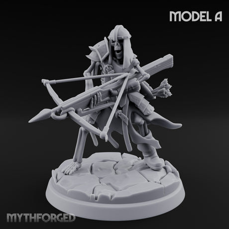 Bolt And Scythe Wielding Skeleton Ranged Warrior A Miniature for Dungeons and Dragons, Pathfinder or other TTRPGs