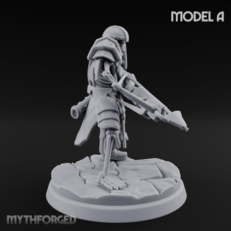 Bolt And Scythe Wielding Skeleton Ranged Warrior A Miniature for Dungeons and Dragons, Pathfinder or other TTRPGs