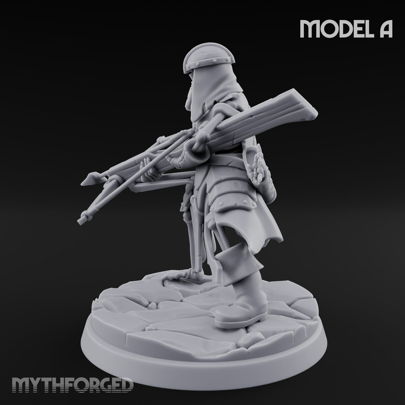 Bolt And Scythe Wielding Skeleton Ranged Warrior A Miniature for Dungeons and Dragons, Pathfinder or other TTRPGs