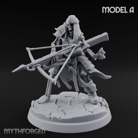 Bolt And Scythe Wielding Skeleton Ranged Warrior A Miniature for Dungeons and Dragons, Pathfinder or other TTRPGs