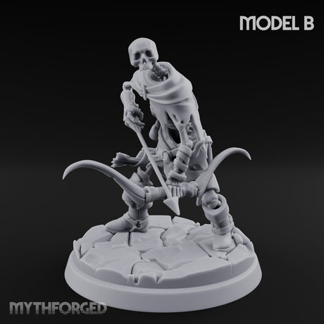 Bolt And Scythe Wielding Skeleton Ranged Warrior B Miniature for Dungeons and Dragons, Pathfinder or other TTRPGs