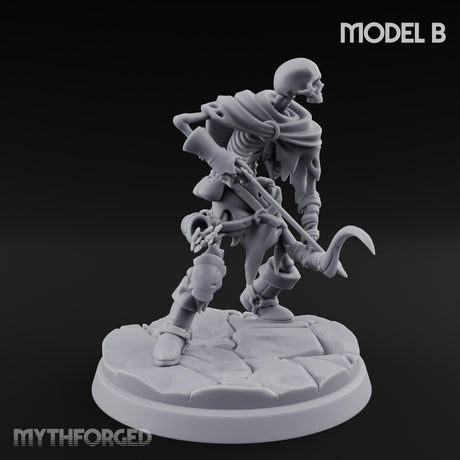 Bolt And Scythe Wielding Skeleton Ranged Warrior B Miniature for Dungeons and Dragons, Pathfinder or other TTRPGs