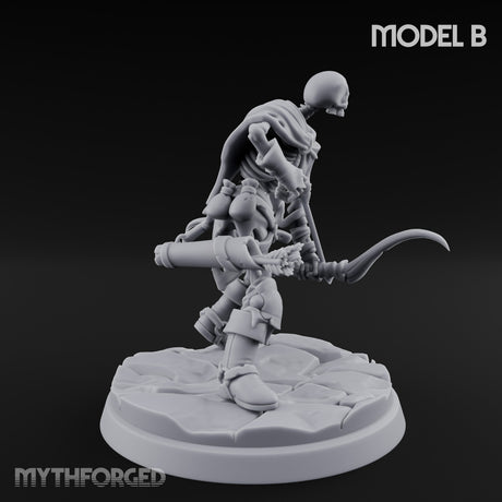 Bolt And Scythe Wielding Skeleton Ranged Warrior B Miniature for Dungeons and Dragons, Pathfinder or other TTRPGs