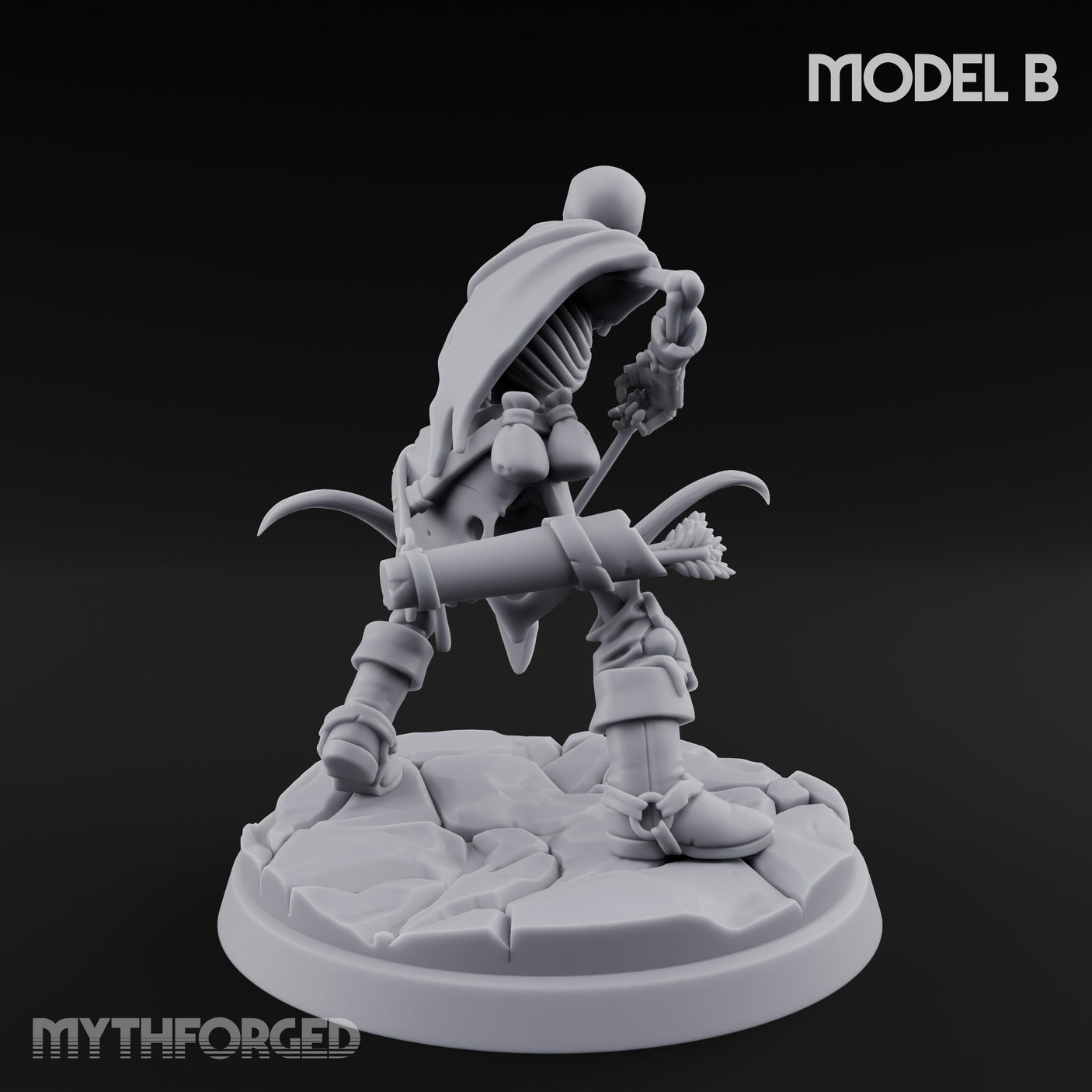 Bolt And Scythe Wielding Skeleton Ranged Warrior B Miniature for Dungeons and Dragons, Pathfinder or other TTRPGs