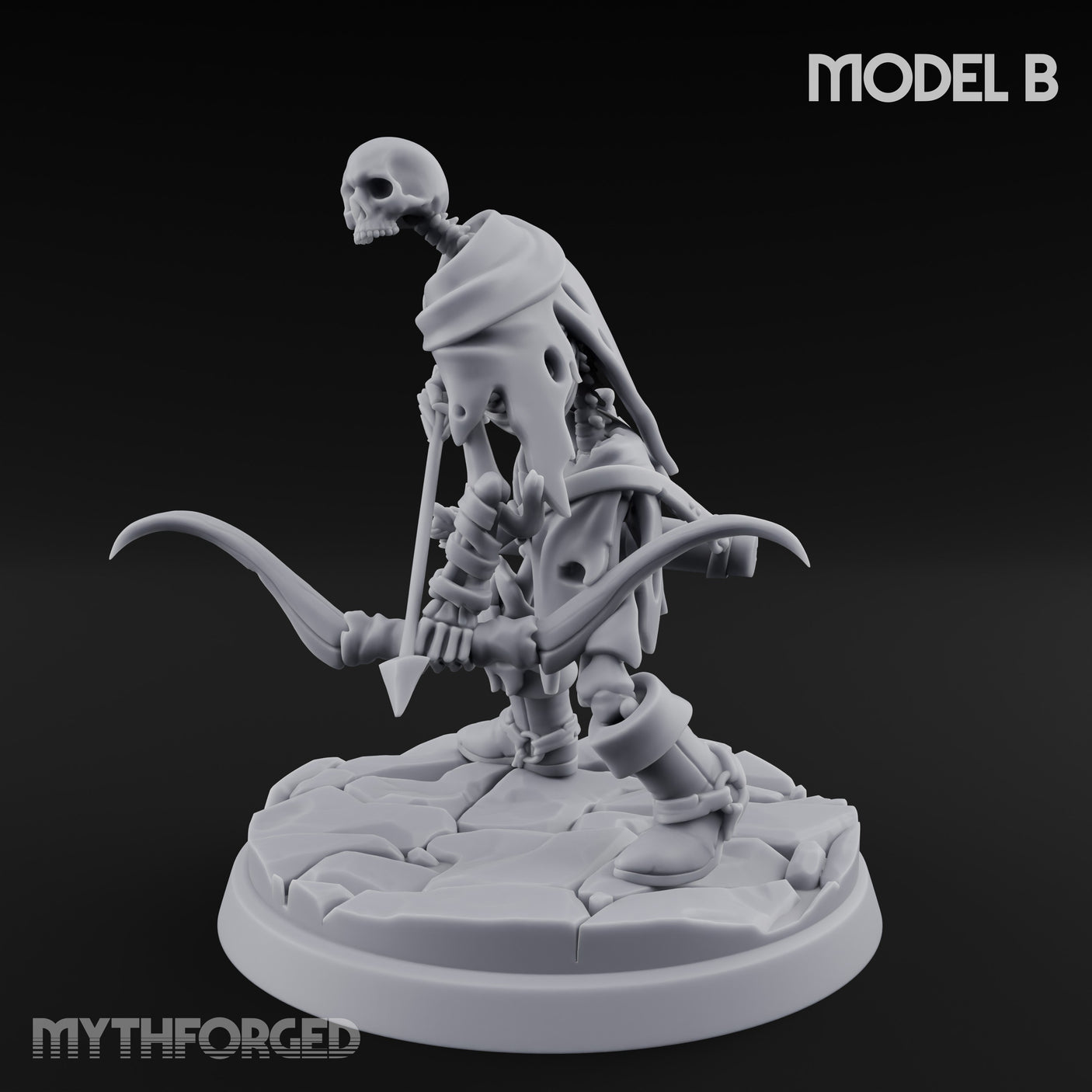 Bolt And Scythe Wielding Skeleton Ranged Warrior B Miniature for Dungeons and Dragons, Pathfinder or other TTRPGs