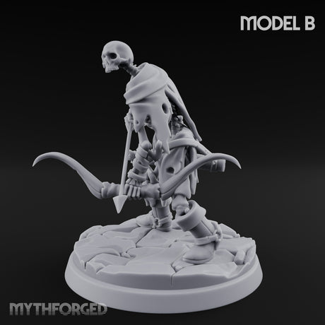 Bolt And Scythe Wielding Skeleton Ranged Warrior B Miniature for Dungeons and Dragons, Pathfinder or other TTRPGs