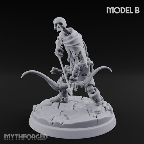Bolt And Scythe Wielding Skeleton Ranged Warrior B Miniature for Dungeons and Dragons, Pathfinder or other TTRPGs