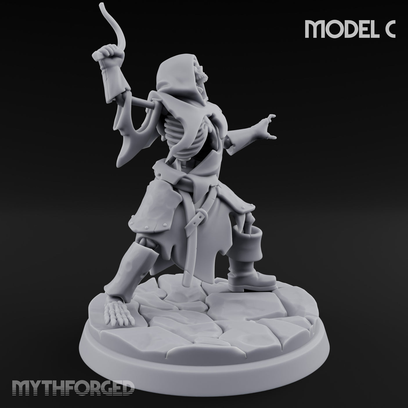 Bolt And Scythe Wielding Skeleton Ranged Warrior C Miniature for Dungeons and Dragons, Pathfinder or other TTRPGs