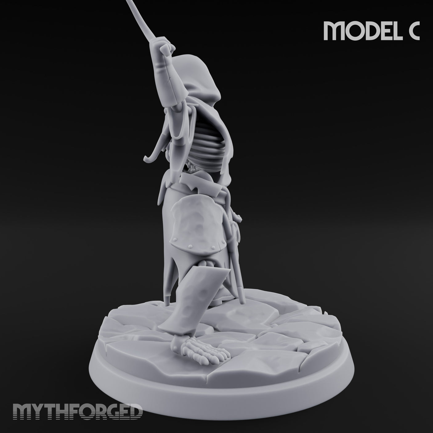 Bolt And Scythe Wielding Skeleton Ranged Warrior C Miniature for Dungeons and Dragons, Pathfinder or other TTRPGs