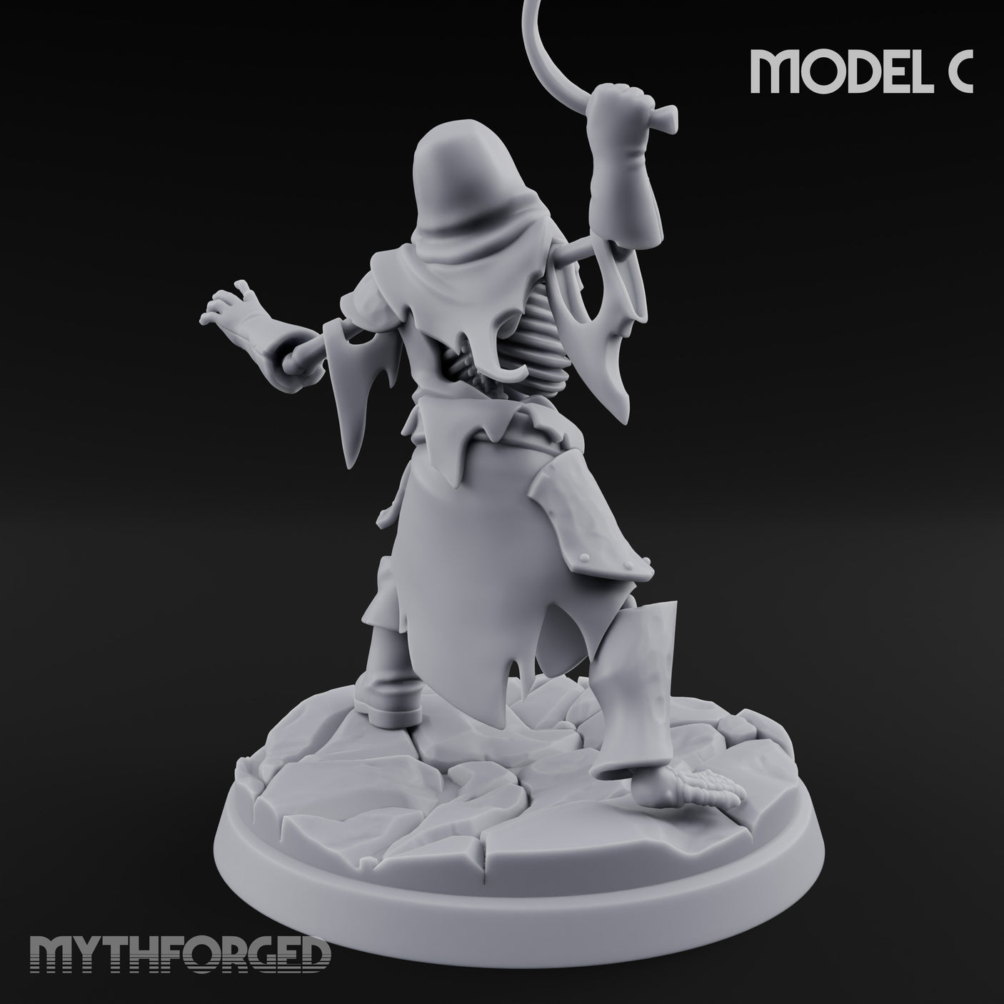 Bolt And Scythe Wielding Skeleton Ranged Warrior C Miniature for Dungeons and Dragons, Pathfinder or other TTRPGs