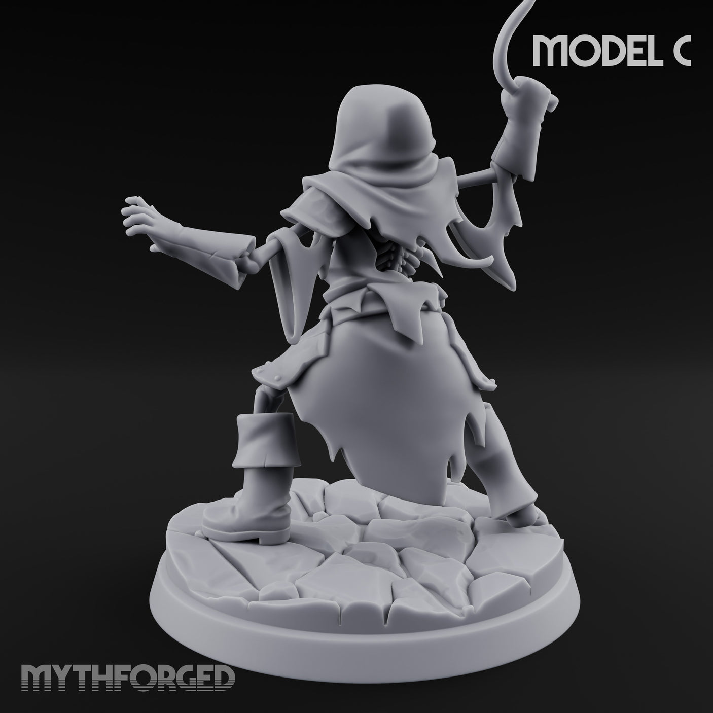 Bolt And Scythe Wielding Skeleton Ranged Warrior C Miniature for Dungeons and Dragons, Pathfinder or other TTRPGs