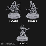 Bolt And Scythe Wielding Skeleton Ranged Warriors Miniature for Dungeons and Dragons, Pathfinder or other TTRPGs