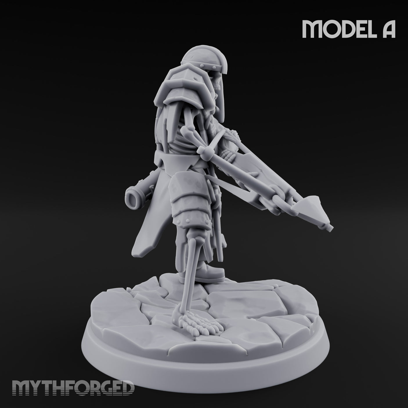 Bolt And Scythe Wielding Skeleton Ranged Warriors Miniature for Dungeons and Dragons, Pathfinder or other TTRPGs