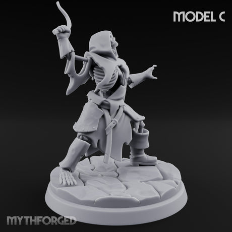 Bolt And Scythe Wielding Skeleton Ranged Warriors Miniature for Dungeons and Dragons, Pathfinder or other TTRPGs