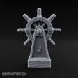 Bolt-Banded Grain-Streaked Ship Helm Stand Miniature for Dungeons and Dragons, Pathfinder or other TTRPGs