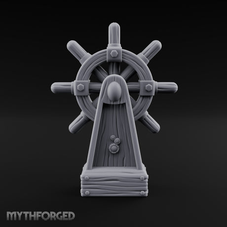 Bolt-Banded Grain-Streaked Ship Helm Stand