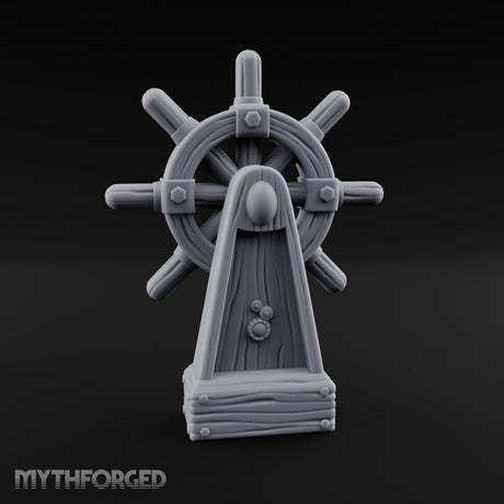 Bolt-Banded Grain-Streaked Ship Helm Stand gallery 1