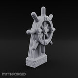 Bolt-Banded Grain-Streaked Ship Helm Stand Miniature for Dungeons and Dragons, Pathfinder or other TTRPGs