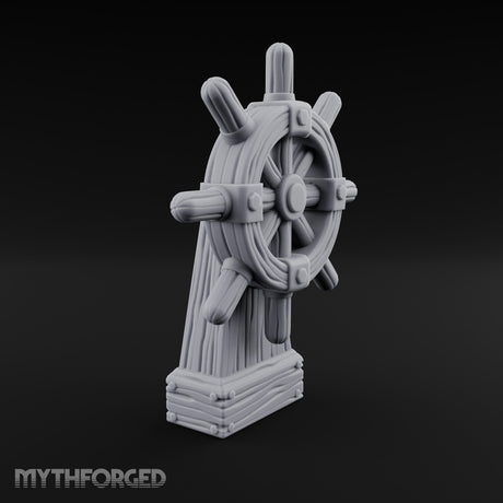 Bolt-Banded Grain-Streaked Ship Helm Stand gallery 6