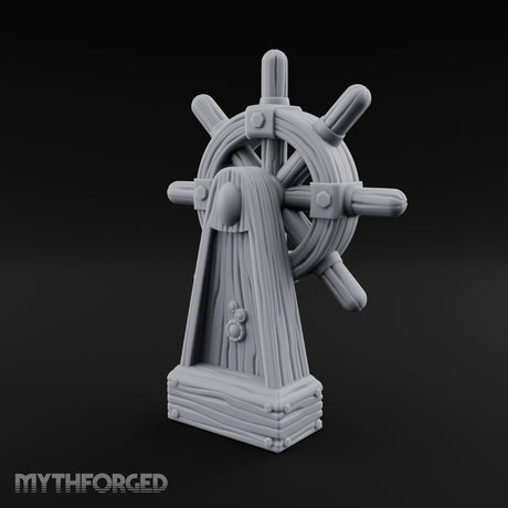 Bolt-Banded Grain-Streaked Ship Helm Stand gallery 8