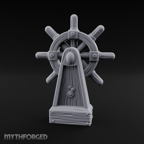 Bolt-Banded Grain-Streaked Ship Helm Stand gallery 9