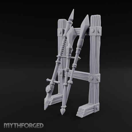 Bolt-Banded Polearm-Stacked Tribal Spear Rack Miniature for Dungeons and Dragons, Pathfinder or other TTRPGs