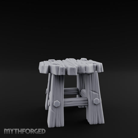 Bolt-Jointed Splinter-Topped Tavern Stool Miniature for Dungeons and Dragons, Pathfinder or other TTRPGs
