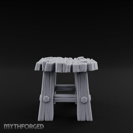 Bolt-Jointed Splinter-Topped Tavern Stool Miniature for Dungeons and Dragons, Pathfinder or other TTRPGs