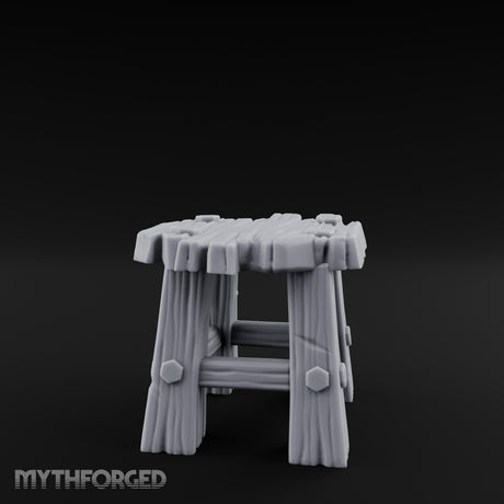 Bolt-Jointed Splinter-Topped Tavern Stool Miniature for Dungeons and Dragons, Pathfinder or other TTRPGs