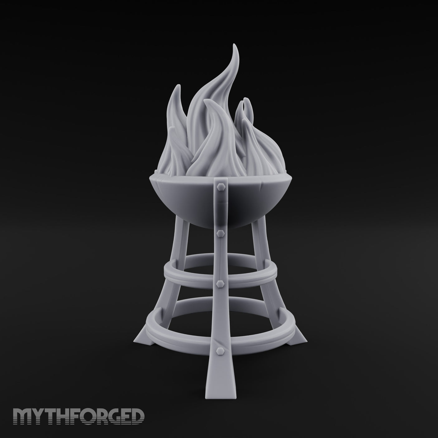 Bolt-Riveted Roaring-Flame Iron Brazier Stand