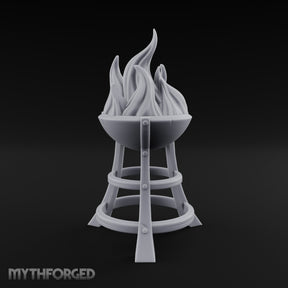 Bolt-Riveted Roaring-Flame Iron Brazier Stand