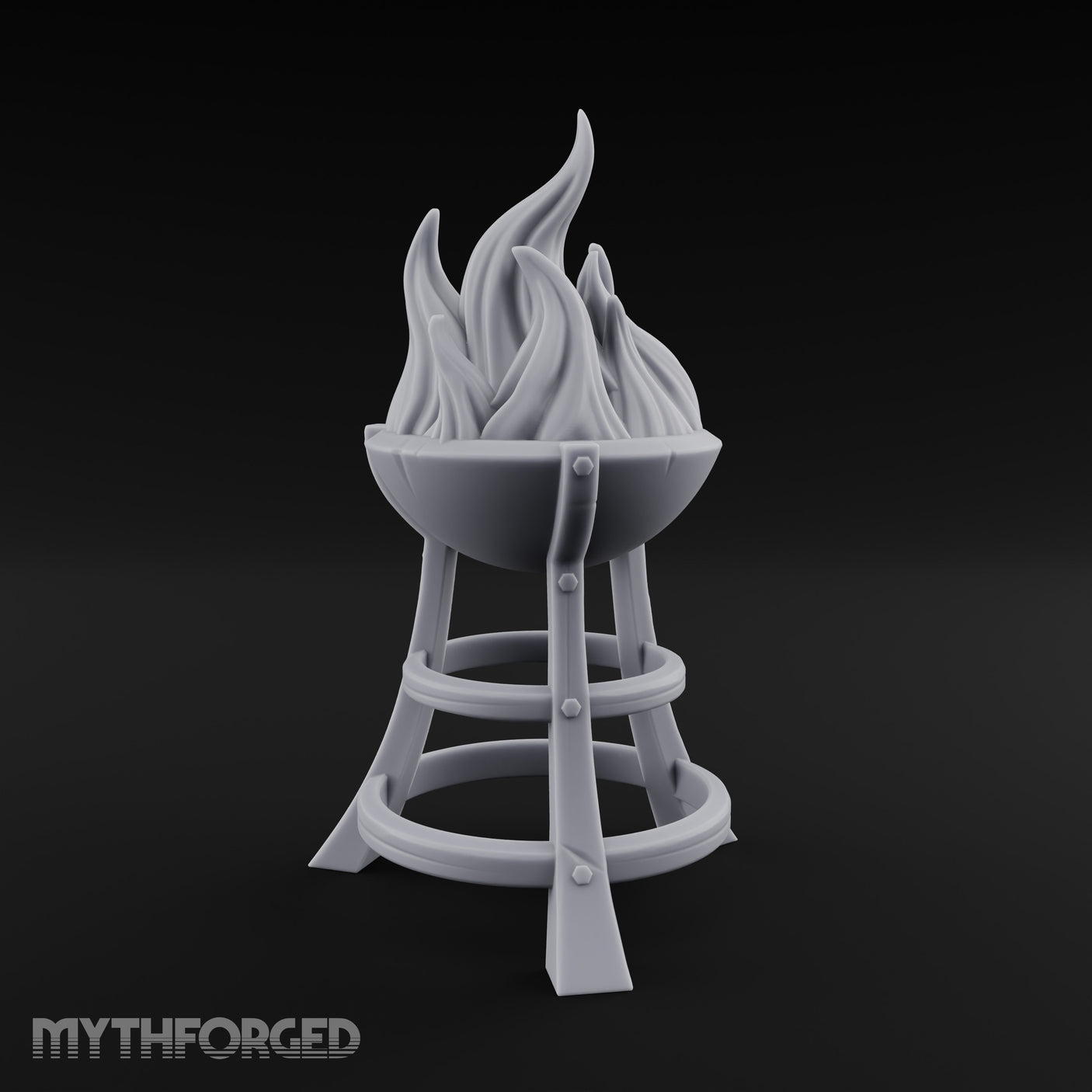 Bolt-Riveted Roaring-Flame Iron Brazier Stand gallery 1