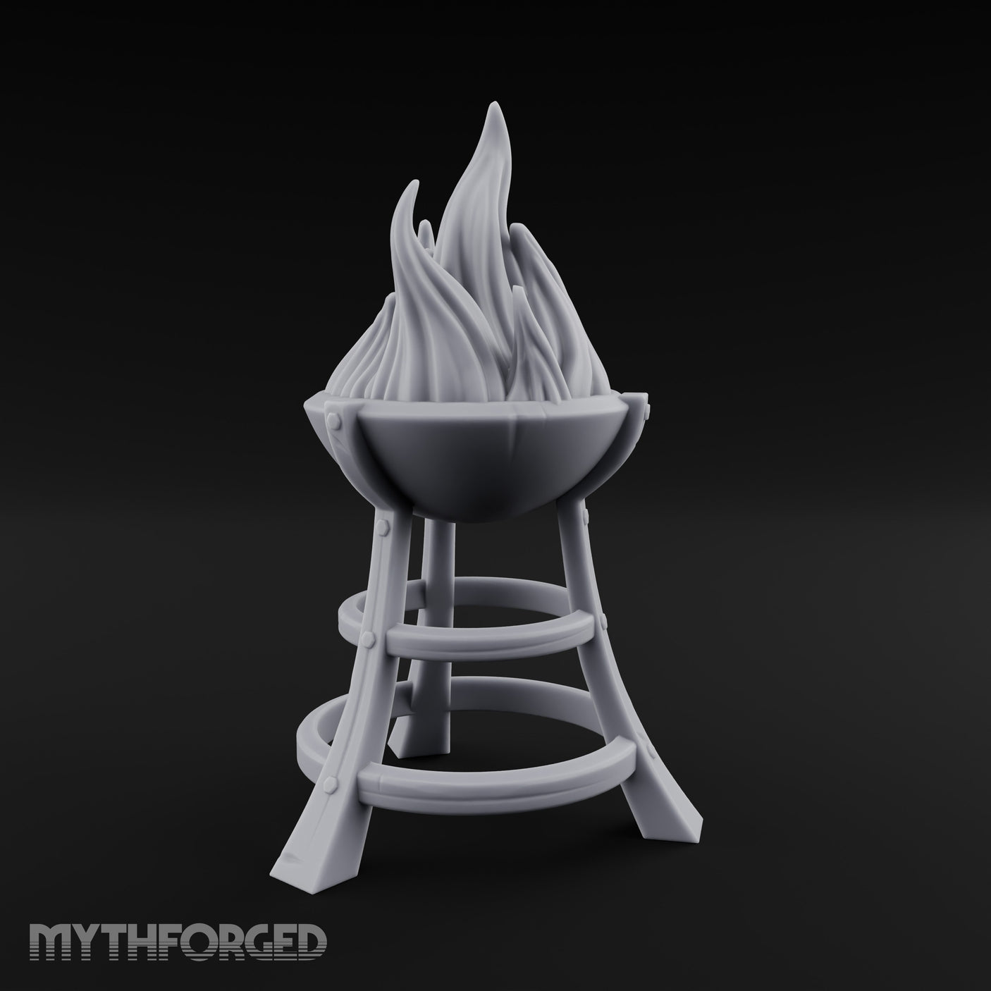 Bolt-Riveted Roaring-Flame Iron Brazier Stand gallery 3