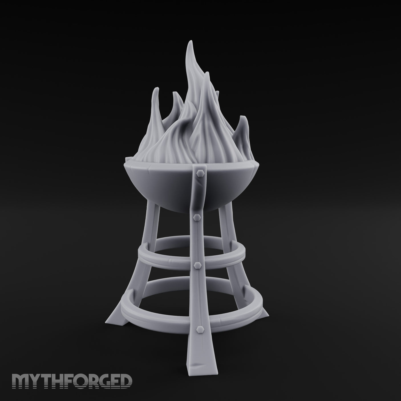 Bolt-Riveted Roaring-Flame Iron Brazier Stand gallery 4