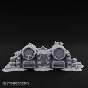 Bolt-Studded Debris-Flanked Grog Barrels Miniature for Dungeons and Dragons, Pathfinder or other TTRPGs