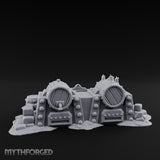 Bolt-Studded Debris-Flanked Grog Barrels Miniature for Dungeons and Dragons, Pathfinder or other TTRPGs