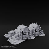 Bolt-Studded Debris-Flanked Grog Barrels Miniature for Dungeons and Dragons, Pathfinder or other TTRPGs