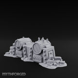 Bolt-Studded Debris-Flanked Grog Barrels Miniature for Dungeons and Dragons, Pathfinder or other TTRPGs