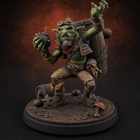 Bomb Sipping Goblin Demolitionist — painted concept preview (miniature supplied unpainted)