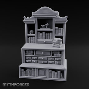 Bone-Displayed Drawer-Banked Scholar's Grand Cabinet Bookcase