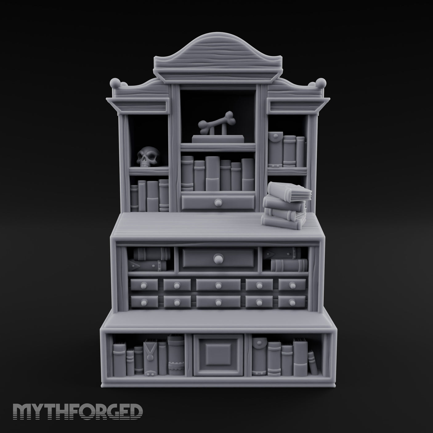 Bone-Displayed Drawer-Banked Scholar's Grand Cabinet Bookcase gallery 1