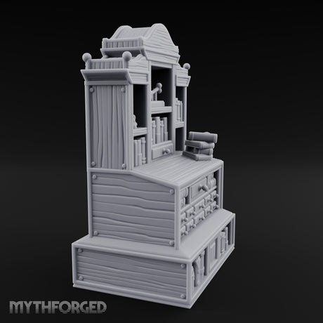 Bone-Displayed Drawer-Banked Scholar's Grand Cabinet Bookcase Miniature for Dungeons and Dragons, Pathfinder or other TTRPGs