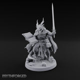 Book And Sword Raised Dragonborn Spellblade Miniature for Dungeons and Dragons, Pathfinder or other TTRPGs