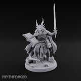 Book And Sword Raised Dragonborn Spellblade Miniature for Dungeons and Dragons, Pathfinder or other TTRPGs