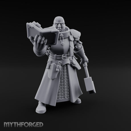 Book Reading Hammer Dangling Human Battle Priest Miniature for Dungeons and Dragons, Pathfinder or other TTRPGs