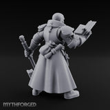 Book Reading Hammer Dangling Human Battle Priest Miniature for Dungeons and Dragons, Pathfinder or other TTRPGs