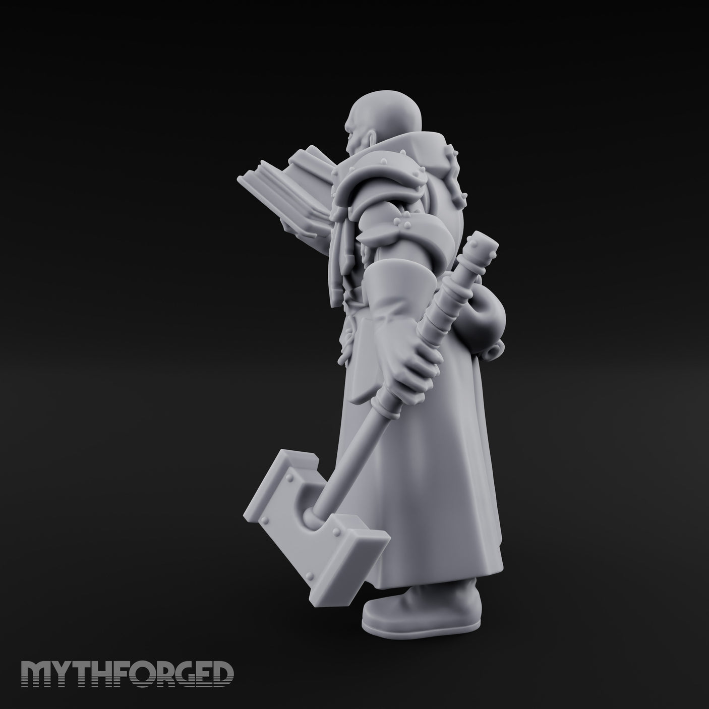 Book Reading Hammer Dangling Human Battle Priest Miniature for Dungeons and Dragons, Pathfinder or other TTRPGs