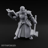 Book Reading Hammer Dangling Human Battle Priest Miniature for Dungeons and Dragons, Pathfinder or other TTRPGs