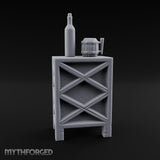 Bottle-Topped Barrel-Mugged Tavern Side Cabinet Miniature for Dungeons and Dragons, Pathfinder or other TTRPGs