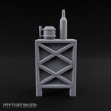 Bottle-Topped Barrel-Mugged Tavern Side Cabinet Miniature for Dungeons and Dragons, Pathfinder or other TTRPGs